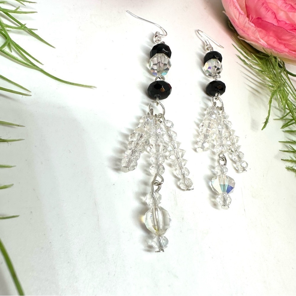 NEW⚜️Chandelier Fringed Crystal Drop Earrings - Picture 3 of 4